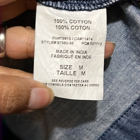 Motherhood Maternity size medium denim dress, buttons up the front, sleeveless - Picture 4 of 4